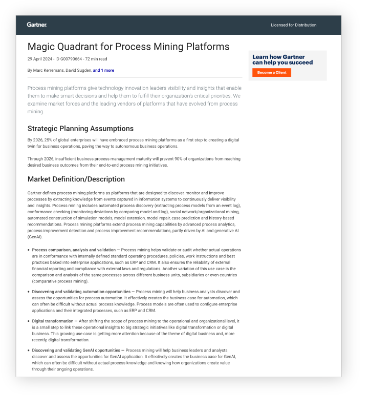 2024 Gartner Magic Quadrant for Process Mining Apromore